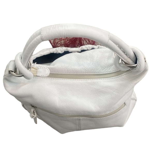 Ditmo White Leather Embroidered Tassel Fringe Shoulder Bag - Picture 7 of 15